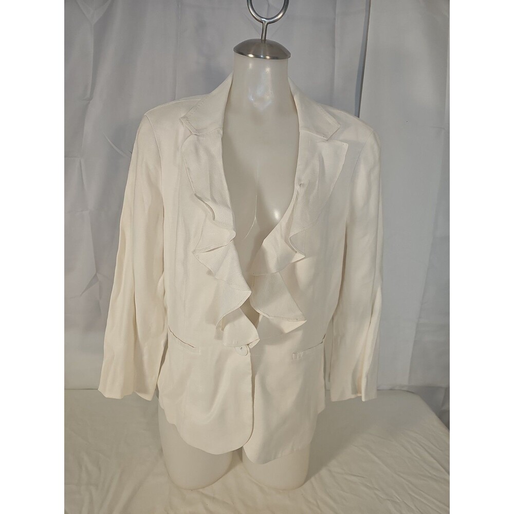 Vintage Eric Signature Cream Ruffled Blazer size 14